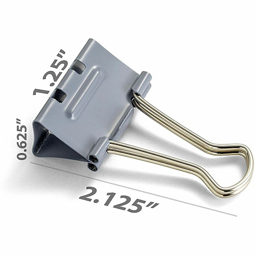 Officemate Binder Clip, Medium Medium - 4.8" Length x 2.4" Width - 0.63" Size Capacity - for Binder - Gray - 12 / Box (99250)