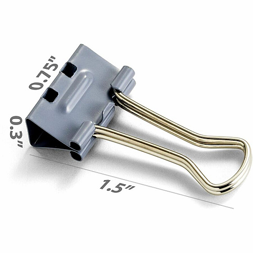 Officemate Binder Clip, Small Small - 2.8" Length x 1.7" Width - 0.38" Size Capacity - for Binder - Gray - 12 / Box (99220)