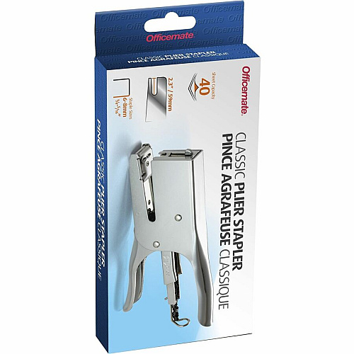 Officemate Plier Stapler Staple Size: 0.25" , 0.31" - Rear Loading - Silver - Metal - 1 Each (97758)