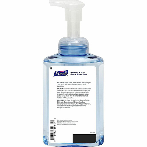PURELL&reg; HEALTHY SOAP Gentle & Free Foam 1.09 lb - Pump Dispenser - Dirt Remover, Kill Germs - Hand, Skin - Moisturizing - Clear - Phthalate-free, Paraben-free, Non-irritating, Non-foaming, Fragrance-free, Antibacterial-free, Dye-free, Tricl (501604CT)