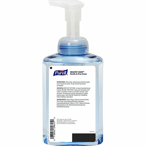PURELL&reg; HEALTHY SOAP Gentle & Free Foam 1.09 lb - Pump Dispenser - Dirt Remover, Kill Germs - Hand, Skin - Moisturizing - Clear - Phthalate-free, Paraben-free, Non-irritating, Non-foaming, Fragrance-free, Antibacterial-free, Dye-free, Tricl (501604CT)