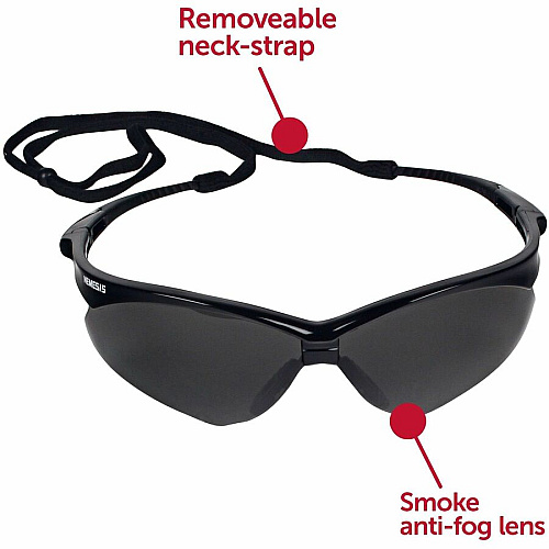 Kleenguard V30 Nemesis Safety Eyewear Recommended for: Workplace, Home - UVA, UVB, UVC Protection - Polycarbonate - Durable, Lightweight, Wraparound Frame, Anti-fog, Flexible, Soft, Neck Cord - 12/Box - 12 / Carton (22475CT)
