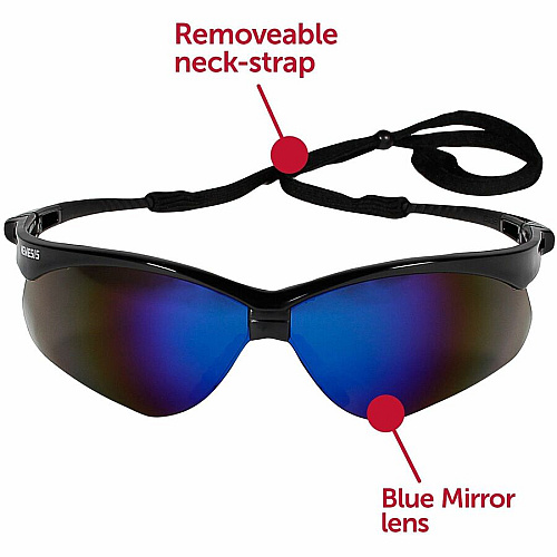 Kleenguard V30 Nemesis Safety Eyewear Recommended for: Workplace, Home - UVA, UVB, UVC Protection - Polycarbonate - Durable, Lightweight, Wraparound Frame, Anti-fog, Flexible, Soft, Neck Cord - 12/Box - 12 / Carton (14481CT)