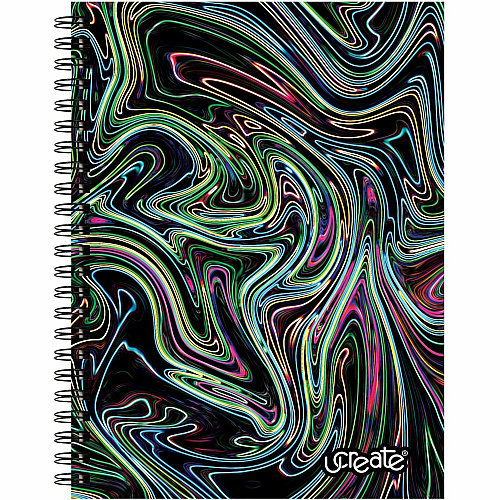 Pacon Fashion Sketch Book 75 Pages - Spiral - 120 g/m² Grammage - 9" x 6" Sheet Size - Neon Neon Squiggles Cover - Acid-free, Perforated, Durable - 1 Each (P38035)
