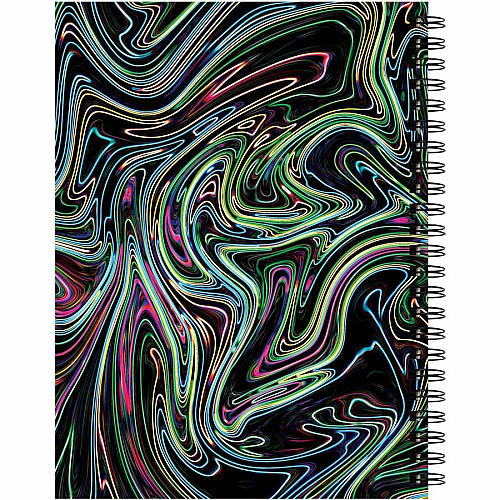 Pacon Fashion Sketch Book 75 Pages - Spiral - 120 g/m² Grammage - 9" x 6" Sheet Size - Neon Neon Squiggles Cover - Acid-free, Perforated, Durable - 1 Each (P38035)