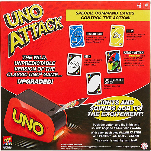 Mattel UNO Attack Card Game , Family Game For Kids And Adults, Card Blaster Fun - Gambling - 2 to 10 Players - 1 Each (GTX66)