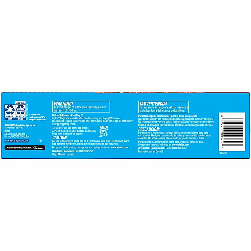 Ziploc&reg; Stand-Up Storage Bags 1 gal Capacity - Blue - Kitchen, Storage - 38 / Box (351154)