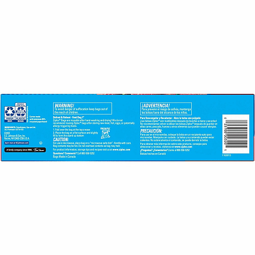 Ziploc&reg; Stand-Up Storage Bags 1 gal Capacity - Blue - Kitchen, Storage - 38 / Box (351154)