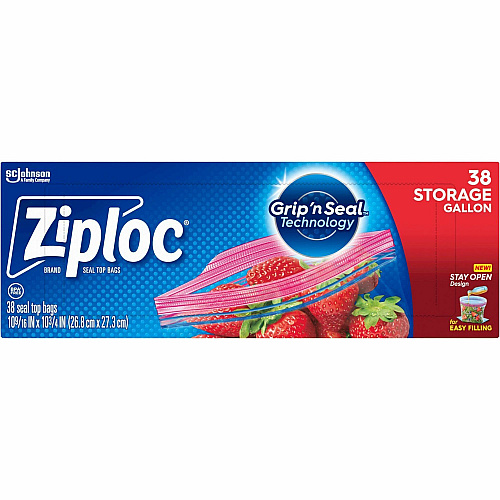Ziploc&reg; Stand-Up Storage Bags 1 gal Capacity - Blue - Kitchen, Storage - 38 / Box (351154)