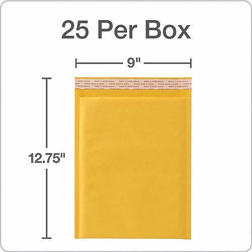 Quality Park Bubble Mailers Bubble - 8 1/2" Width x 11" Length - Strip - Brown Kraft - 25 / Box (85759)