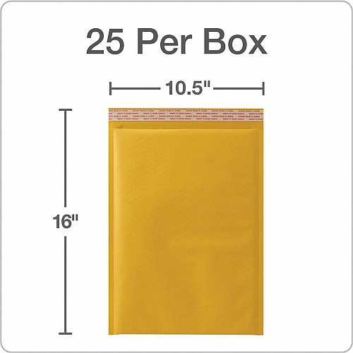 Quality Park Bubble Mailers Bubble - 10 1/2" Width x 15" Length - Strip - Brown Kraft - 25 / Box (85763)