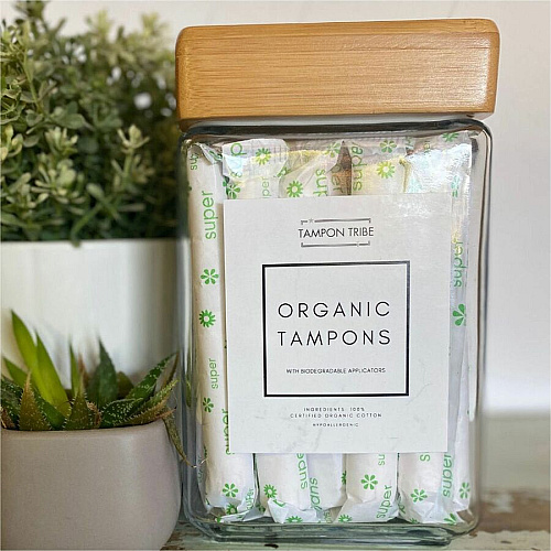 Tampon Tribe Spa Display Jar Clear - Tempered Glass, Bamboo - 4 / Carton (TSPA4)