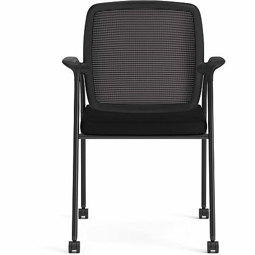 HON Nucleus Guest Chairs Black Seat Color - Fabric Seat Material - Black Back Color - Mesh Back Material - Four-legged Base - Armrest - 1 Each (NR6GMU10P71)
