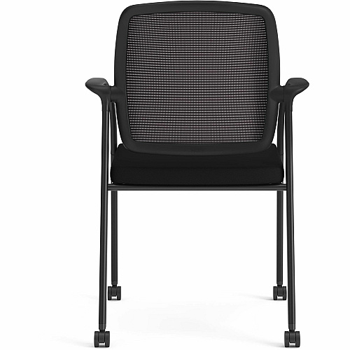 HON Nucleus Guest Chairs Black Seat Color - Fabric Seat Material - Black Back Color - Mesh Back Material - Four-legged Base - Armrest - 1 Each (NR6GMU10P71)