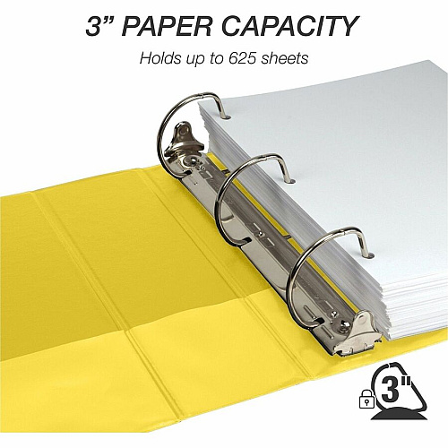 Samsill Durable Three-Ring View Binder 3" Binder Capacity - 625 Sheet Capacity - 3 Ring(s) - Fastener(s): D-Ring - Pocket(s): 2, Internal - Polypropylene, Chipboard - Yellow - Recycled - Durable, PVC-free, Ink-transfer Resistant, Clear Overlay, St (16481)
