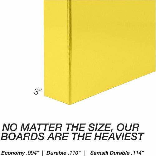 Samsill Durable Three-Ring View Binder 3" Binder Capacity - 625 Sheet Capacity - 3 Ring(s) - Fastener(s): D-Ring - Pocket(s): 2, Internal - Polypropylene, Chipboard - Yellow - Recycled - Durable, PVC-free, Ink-transfer Resistant, Clear Overlay, St (16481)