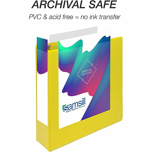 Samsill Durable Three-Ring View Binder 2" Binder Capacity - 475 Sheet Capacity - 3 Ring(s) - Fastener(s): D-Ring - Pocket(s): 2, Internal - Polypropylene, Chipboard - Yellow - Recycled - Durable, PVC-free, Ink-transfer Resistant, Clear Overlay, St (16461)