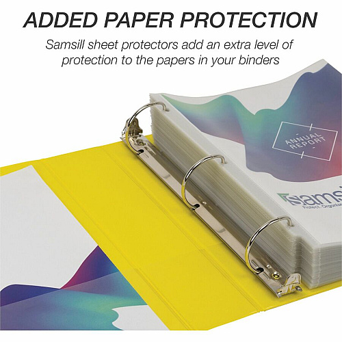 Samsill Durable Three-Ring View Binder 2" Binder Capacity - 475 Sheet Capacity - 3 Ring(s) - Fastener(s): D-Ring - Pocket(s): 2, Internal - Polypropylene, Chipboard - Yellow - Recycled - Durable, PVC-free, Ink-transfer Resistant, Clear Overlay, St (16461)