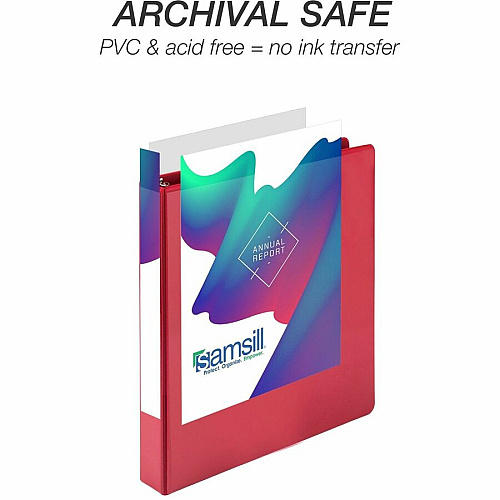 Samsill Durable Three-Ring View Binder 1" Binder Capacity - 225 Sheet Capacity - 3 Ring(s) - Fastener(s): D-Ring - Pocket(s): 2, Internal - Polypropylene, Chipboard - Red - Recycled - Durable, PVC-free, Ink-transfer Resistant, Clear Overlay, Sturd (16433)