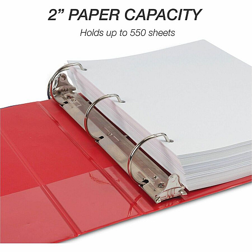 Samsill Durable Three-Ring View Binder 2" Binder Capacity - 475 Sheet Capacity - 3 Ring(s) - Fastener(s): D-Ring - Pocket(s): 2, Internal - Polypropylene, Chipboard - Red - Recycled - Durable, PVC-free, Ink-transfer Resistant, Clear Overlay, Sturd (16463)