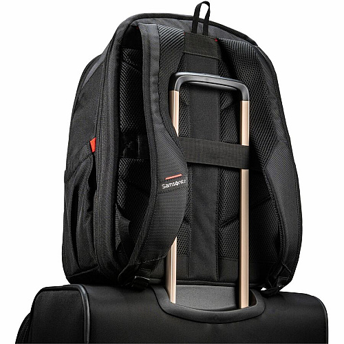 Samsonite Carrying Case (Backpack) for 12.9" to 15.6" Notebook, File, Book, Table - Black 1680D Ballistic Polyester, Mesh Body - Tricot Interior Material - Handle, Shoulder Strap - 1 Each (1473291041)