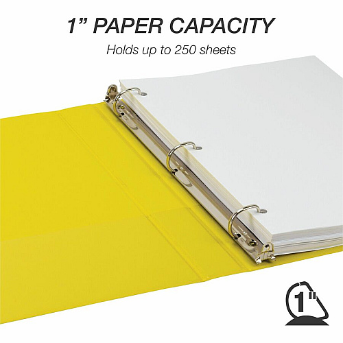 Samsill Durable Three-Ring View Binder 1" Binder Capacity - 225 Sheet Capacity - 3 Ring(s) - Fastener(s): D-Ring - Pocket(s): 2, Internal - Polypropylene, Chipboard - Yellow - Recycled - Durable, PVC-free, Ink-transfer Resistant, Clear Overlay, St (16431)