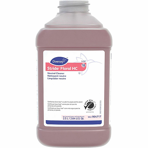 Diversey Stride Floral HC Neutral Cleaner Concentrate - 84.5 fl oz (2.6 quart) - 7.5 pH - Floral Scent - Rinse-free, Non Alkaline, Film-free, Low Foaming, Pleasant Scent, Kosher - Red - 2 / Carton (904717)