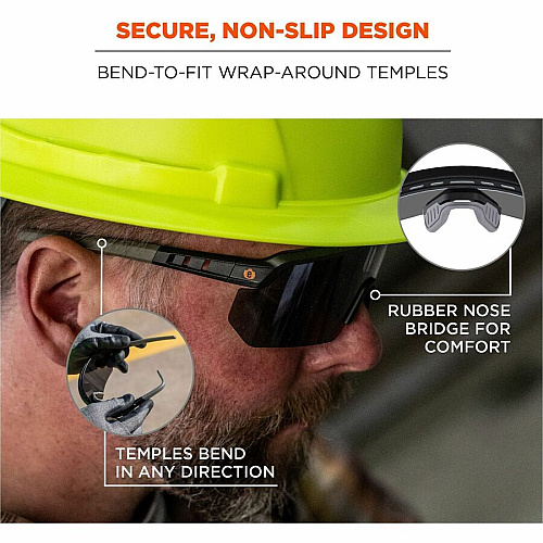 Ergodyne AEGIR Enhanced Anti-Fog Safety Glasses Recommended for: Eye, Outdoor, Construction, Landscaping, Carpentry, Woodworking, Boating, Skiing, Fishing, Hunting, Shooting, ... - UVA, UVB, UVC, Sun, Ultraviolet Protection - Strap Closure - Polyc (55006)