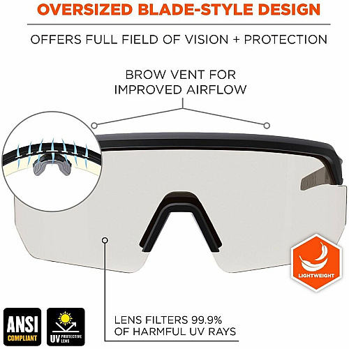 Ergodyne AEGIR Enhanced Anti-Fog Safety Glasses Recommended for: Eye, Outdoor, Construction, Landscaping, Carpentry, Woodworking, Boating, Skiing, Fishing, Hunting, Shooting, ... - UVA, UVB, UVC, Ultraviolet, Sun Protection - Strap Closure - Polyc (55004)
