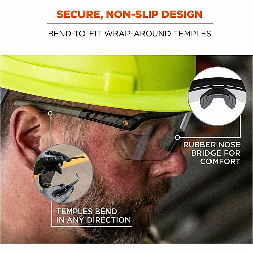 Ergodyne AEGIR Enhanced Anti-Fog Safety Glasses Recommended for: Eye, Outdoor, Construction, Landscaping, Carpentry, Woodworking, Boating, Skiing, Fishing, Hunting, Shooting, ... - UVA, UVB, UVC, Ultraviolet, Sun Protection - Strap Closure - Polyc (55004)