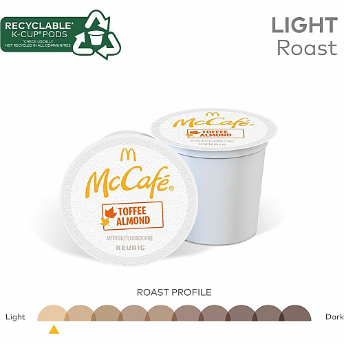 McCafe McCaf&eacute;&reg; K-Cup Toffee Almond Coffee Compatible with Keurig Brewer - Light - K-Cup - Toffee Almond - Kosher - 24 / Box (9189)