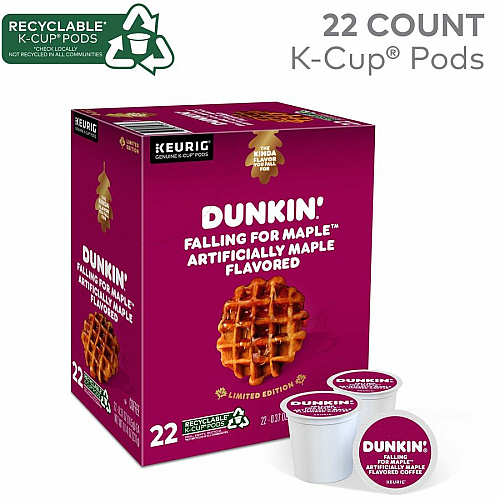 Dunkin Donuts Dunkin' Donuts&reg; K-Cup Falling for Maple Artificially Maple Flavored Coffee Compatible with Keurig Brewer - Medium - K-Cup - Maple, Arabica - 22 / Box (1478)