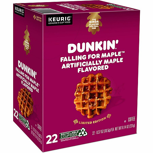 Dunkin Donuts Dunkin' Donuts&reg; K-Cup Falling for Maple Artificially Maple Flavored Coffee Compatible with Keurig Brewer - Medium - K-Cup - Maple, Arabica - 22 / Box (1478)