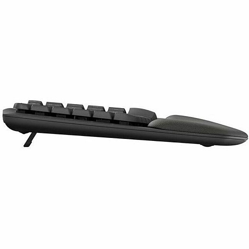 Logitech Wave Keys for Business Ergonomic Keyboard Wireless Connectivity - Bluetooth - 5.1 - 32.81 ft - USB Type A Interface - Windows, Mac OS, ChromeOS - Computer - PC, Mac - AAA Battery Size Supported - Graphite (920012058)