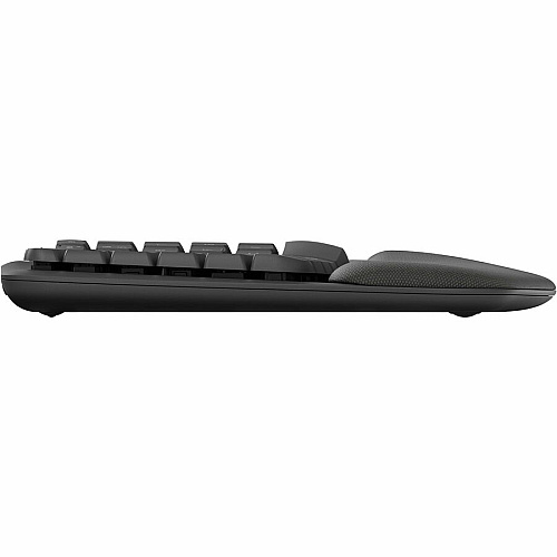 Logitech Wave Keys for Business Ergonomic Keyboard Wireless Connectivity - Bluetooth - 5.1 - 32.81 ft - USB Type A Interface - Windows, Mac OS, ChromeOS - Computer - PC, Mac - AAA Battery Size Supported - Graphite (920012058)