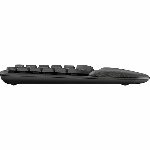 Logitech Wave Keys for Business Ergonomic Keyboard Wireless Connectivity - Bluetooth - 5.1 - 32.81 ft - USB Type A Interface - Windows, Mac OS, ChromeOS - Computer - PC, Mac - AAA Battery Size Supported - Graphite (920012058)