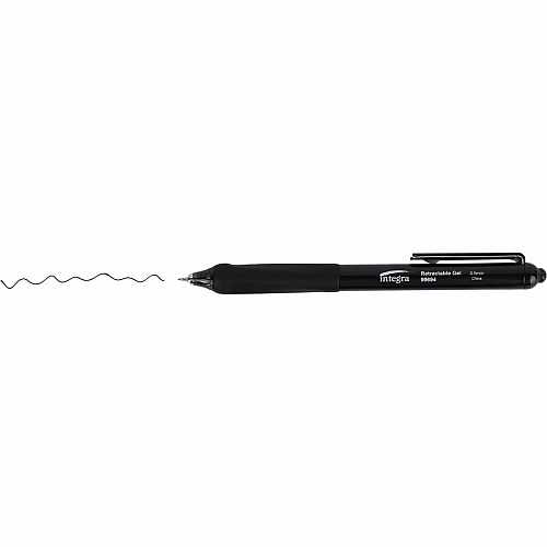 Integra Silent Retractable Gel Pens 0.5 mm Pen Point - Retractable - Black Ink - 12 / Box (99694)