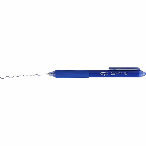 Integra Silent Retractable Gel Pens 0.5 mm Pen Point - Retractable - Blue Ink - 12 / Box (99695)