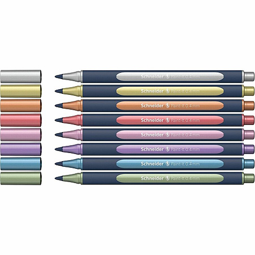 Schneider Metallic Rollerball Pens 0.4 mm Pen Point - Assorted Metallic Ink - Bioplastic Barrel - 8 / Pack (ML05011502)