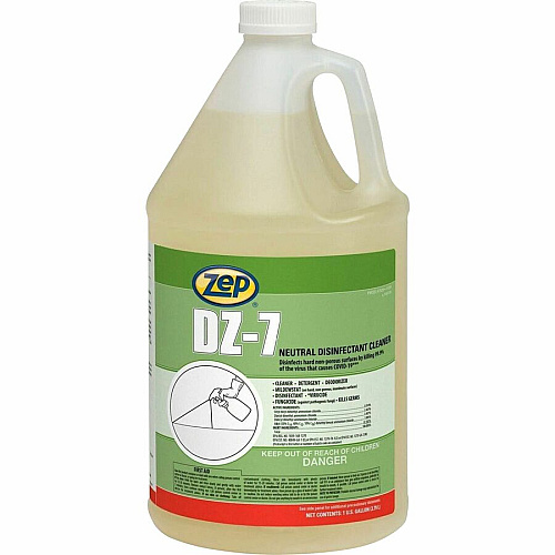 Zep Commercial DZ-7 Neutral Disinfectant Cleaner 128 fl oz (4 quart) - Neutral Scent - Virucidal, Bactericide, Fungicide, Mildewstatic, pH Neutral, Phosphate-free, Butyl-free, APE-free - Yellow - 4 / Carton (752023CT)