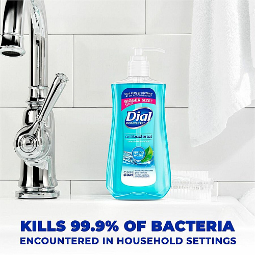 Dial Spring Antibacterial Hand Soap Spring Water ScentFor - 11 fl oz (325.3 mL) - Bacteria Remover - Multipurpose - Moisturizing - Antibacterial - Blue - 1 Each (20953)