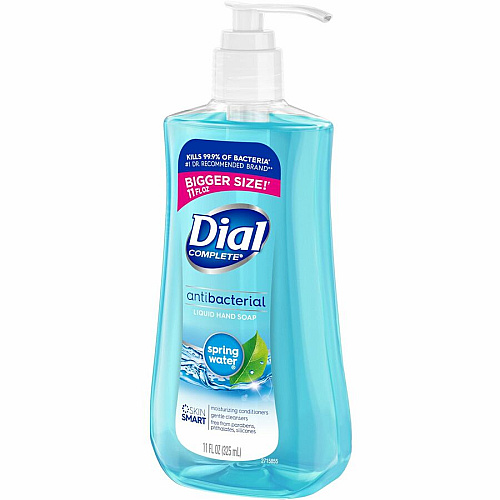 Dial Spring Antibacterial Hand Soap Spring Water ScentFor - 11 fl oz (325.3 mL) - Bacteria Remover - Multipurpose - Moisturizing - Antibacterial - Blue - 1 Each (20953)