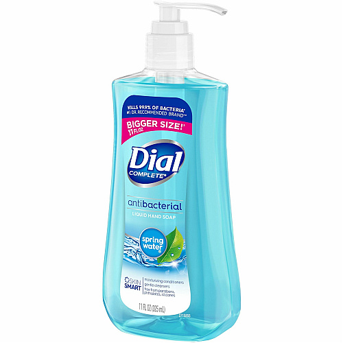 Dial Spring Antibacterial Hand Soap Spring Water ScentFor - 11 fl oz (325.3 mL) - Bacteria Remover - Multipurpose - Moisturizing - Antibacterial - Blue - 1 Each (20953)