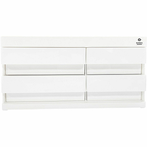 Business Source Multi-Drawer Desktop Organizer 4 Compartment(s) - 4 Drawer(s) - 5.20" Height x 10.40" Width x 7.40" Depth - Desktop - Storage Drawer, Removable Drawer, Durable - White, Pink - ABS Plastic - 1 Each (BSN11882)