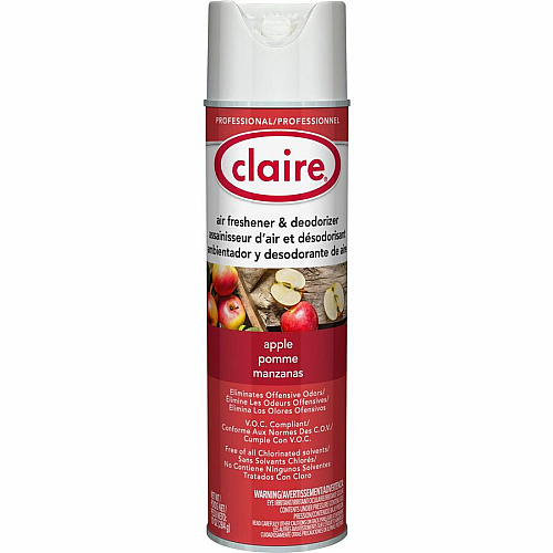 Claire Air Freshener/Deodorizer Spray - 20 fl oz (0.6 quart) - Apple - Odor Neutralizer, Ozone-safe, Residue-free, Non-staining - 12 / Carton (CL161CT)