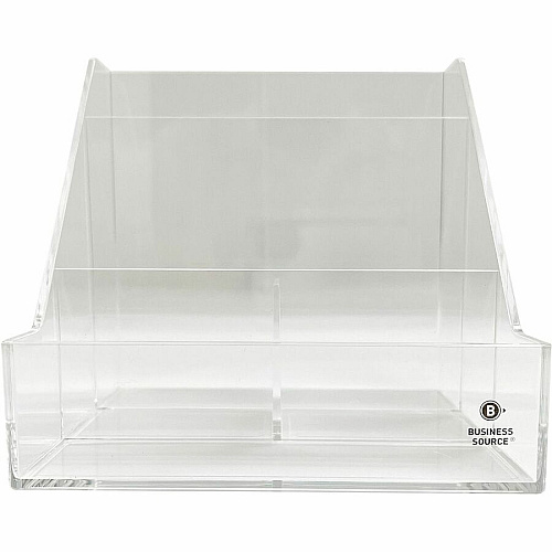 Business Source 4-Compartment Desktop Organizer 4 Compartment(s) - 5.50" Height x 5.60" Width x 5.60" Depth - Desktop - Durable - Clear - Acrylic - 1 Each (BSN11883)