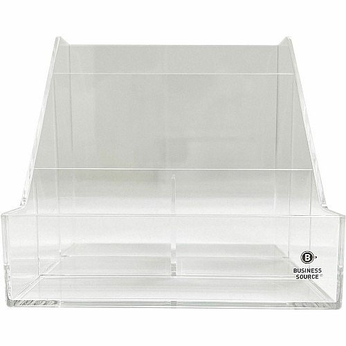 Business Source 4-Compartment Desktop Organizer 4 Compartment(s) - 5.50" Height x 5.60" Width x 5.60" Depth - Desktop - Durable - Clear - Acrylic - 1 Each (BSN11883)