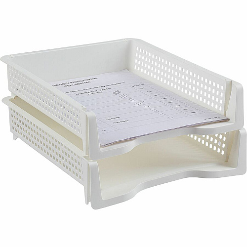 Business Source Stackable Letter Tray Stackable, Front Loading - Black - Plastic - 1 Each (BSN42570)