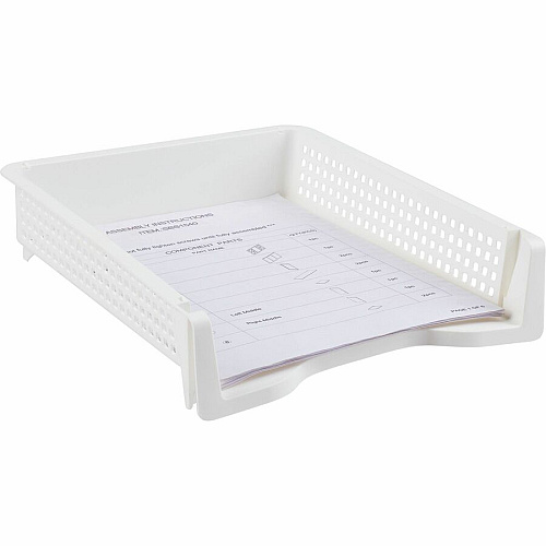 Business Source Stackable Letter Tray Stackable, Front Loading - Black - Plastic - 1 Each (BSN42570)