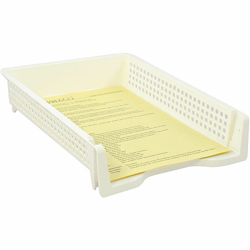 Business Source Stackable Letter Tray Stackable, Front Loading - Black - Plastic - 1 Each (BSN42570)